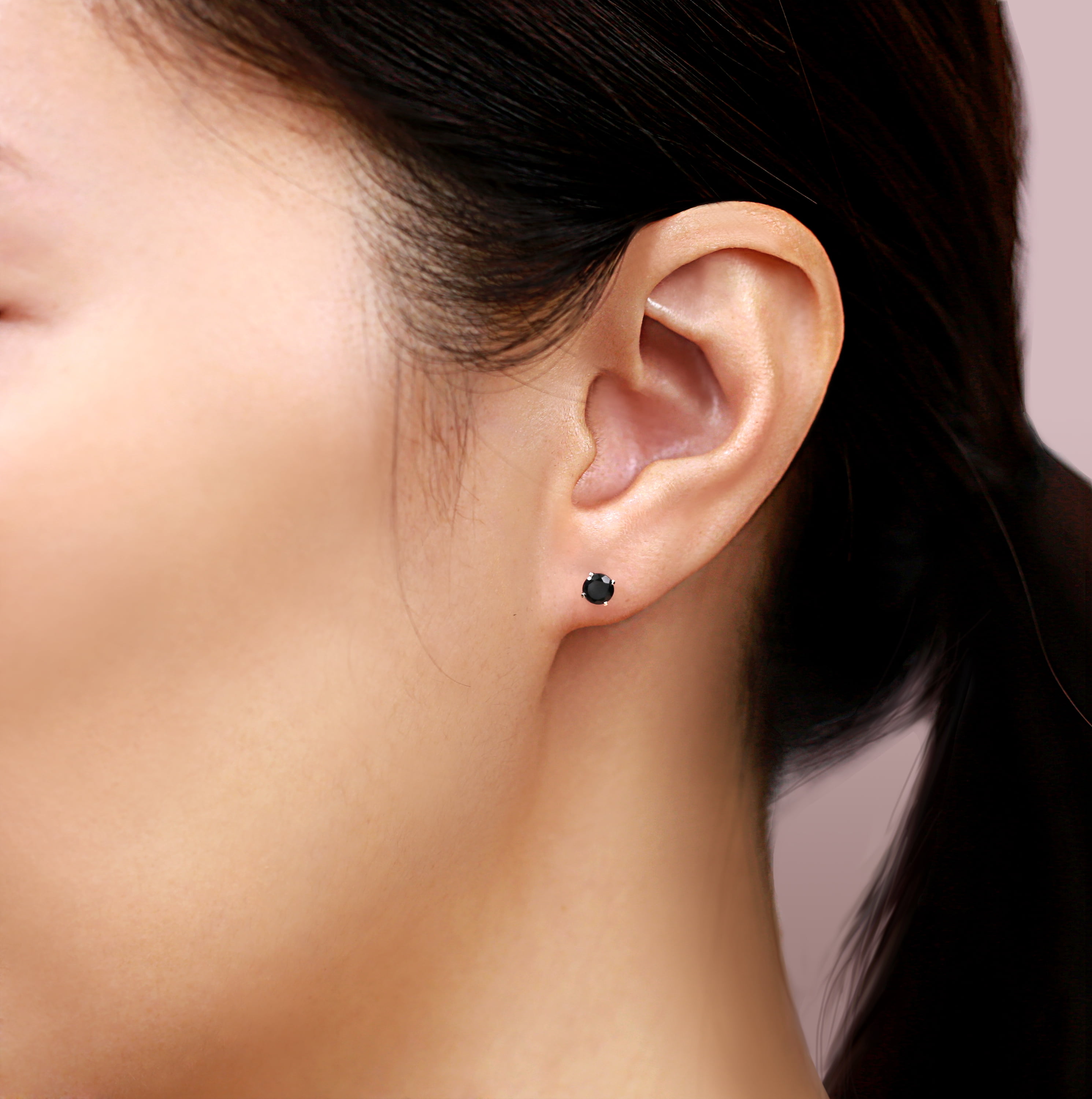 Natural Black Onyx Round Stud Earrings for Women in 14k Yellow Gold 4 mm Gemstone Push Back Studs by Lavari Jewelers