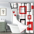 thumbnail image 5 of LFEEY Shower Curtain Modern Geometric , Red Black Mid-Century Abstract Modern Shower Curtain with Hooks, 72x72, 5 of 5