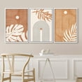 thumbnail image 3 of IDEA4WALL Framed Canvas Print Wall Art Set of 3 Mid-Century Tropical Monstera Leaf Illustrations Abstract Geometric Modern Art Boho Logic Wall Decorative Artwork for Room Decor - White 16"x24"x3, 3 of 5