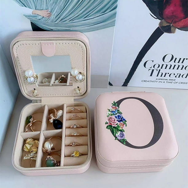 Boîte à Bijoux Fille Lettre Bijoux Rangement Voyage Petits Bijoux étui De Voyage Mini Boîte à Bijoux Boîte De Rangement Pour Bagues Boucles D'oreilles