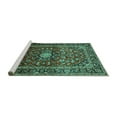 thumbnail image 2 of Ahgly Company Machine Washable Indoor Square Medallion Turquoise Blue Traditional Area Rugs, 7' Square, 2 of 4