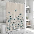 thumbnail image 6 of Turquoise Floral Butterfly Bathroom Shower Curtains with 12 Hooks Polyester Waterproof Shower Curtain for Stalls and Bathtubs Spring Rustic Botanical Beige Decorative Bathroom Curtain 36x72 Inches, 6 of 8