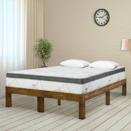 - GranRest 14 Inch Solid Wood Platform Bed, Natural, Full