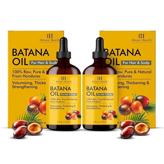 Botanic Hearth Hair Oil for Hair Growth & Home Hair Perm Kit | Strengthening Dry, Frizzy, Damaged Hair & Scalp Treatment | Batana Oil – 4 Fl Oz (2pack)