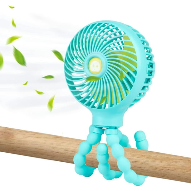 Mini ventilador para cochecito de bebé, ventilador portátil personal de mano con trípode flexible para cochecito, bicicleta, escritorio, cinta de correr, cuna, asiento de coche al aire libre (verde)