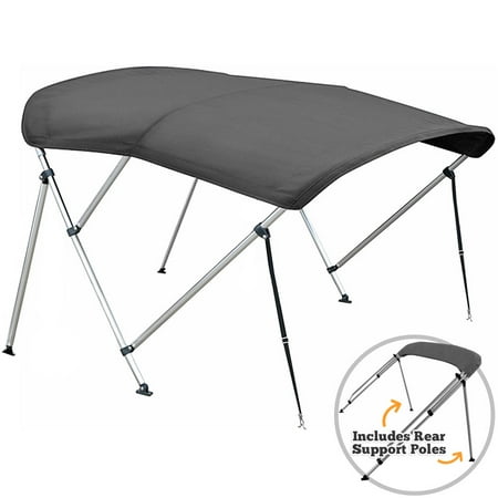 - North East Harbor 3 Bow Boat Bimini Top Cover Gray With Zippered Boot Fits 54