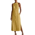 thumbnail image 2 of Blmnix Shift Woman Dress Long Dresses Vacation Dress Dress Yellow Cocktail-Length Crew Neck Sleeveless with Pockets Womens Dresses Casual,XXXL, 2 of 5