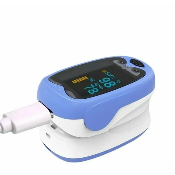 Kids Rechargeable Fingertip Pulse Oximeter,Finger Ox Meter for Child,Blood Oxygen Saturation & Heart Rate Monitor with Color OLED Screen,Lanyard Included,Blue