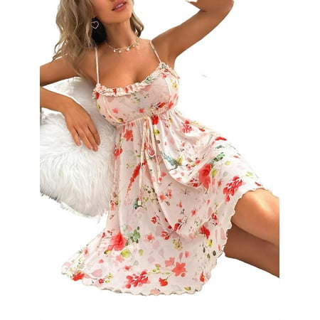 

Elegant Floral Print Spaghetti Strap Slip Dress Sleeveless Pink Womens Nightgowns & Sleepshirts (Women s)