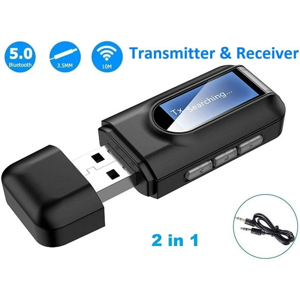 Bluetooth 5.0 Audio Transmitter Receiver with Display,2 in 1 Portable Bluetooth Adapter,3.5MM Wireless Bluetooth Adapter for PC,TV,Wired Speaker,Headphones and Car - Walmart.com