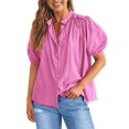 thumbnail image 1 of Camisa PRETTYGARDEN de Verano con Botones, Cuello en V, Algodón, Rosa Palo, Talla S, 1 of 8
