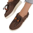 thumbnail image 5 of EKVAHL Women's Suede Flat Loafers Retro Beaded Comfort Slip On Round Toe Chunky Penny Loafers Daily Casual Walking Dress Shoes, 5 of 5