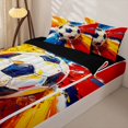 thumbnail image 3 of Homewish Classic Soccer Games Zipper Queen Comforter Set with Fitted Sheet and 2 Pillowcases,Aesthetic Oil Painting Zipper Bedding Set,Multicolor,Black Reversible,4pcs, 3 of 8