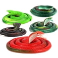 thumbnail image 2 of BeesClover 75cm Simulation Rubber Snake Tricky Toy Rubber Round Head Snake Novelty Toy For Halloween(random Color), 2 of 8