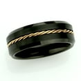 thumbnail image 2 of Men's Women's Tungsten Wedding Band Engagement Ring 8mm Black IP Beveled Edge with Rose Gold IP Plated Rope Inlay, 2 of 4