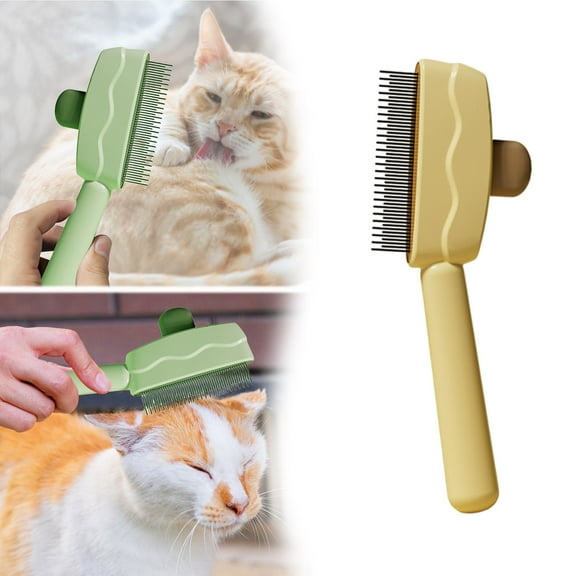 Pet Supplies Upgraded Pet Hair Removal Comb Flea & Lice Grooming Tool for Cats and Dogs with Release Button Stainless Steel for All Hair Types
