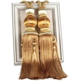 thumbnail image 1 of Alzapaños con hebilla para cortinas con borlas de bola para colgar, hechos a mano, con hebilla trenzada, para cortinas, tratamientos de ventanas para el hogar, paquete de 2 (dorado), 1 of 5