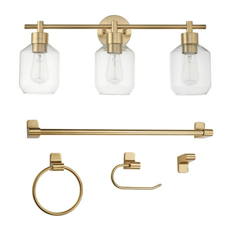 Globe Electric Cannes 3 Light Bathroom Vanity Light - Brass