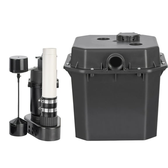 KFFKFF Sink Pump System, 1/2 HP,120-Volt, 3500 GPH Capacity,28 ft Elevation, Below-Sink Sump Pump Setup with 6 Gallon Reservoir,Auto Utility/Laundry Sink Pump,Evacuation Pump with 1-1/2" NPT Exit