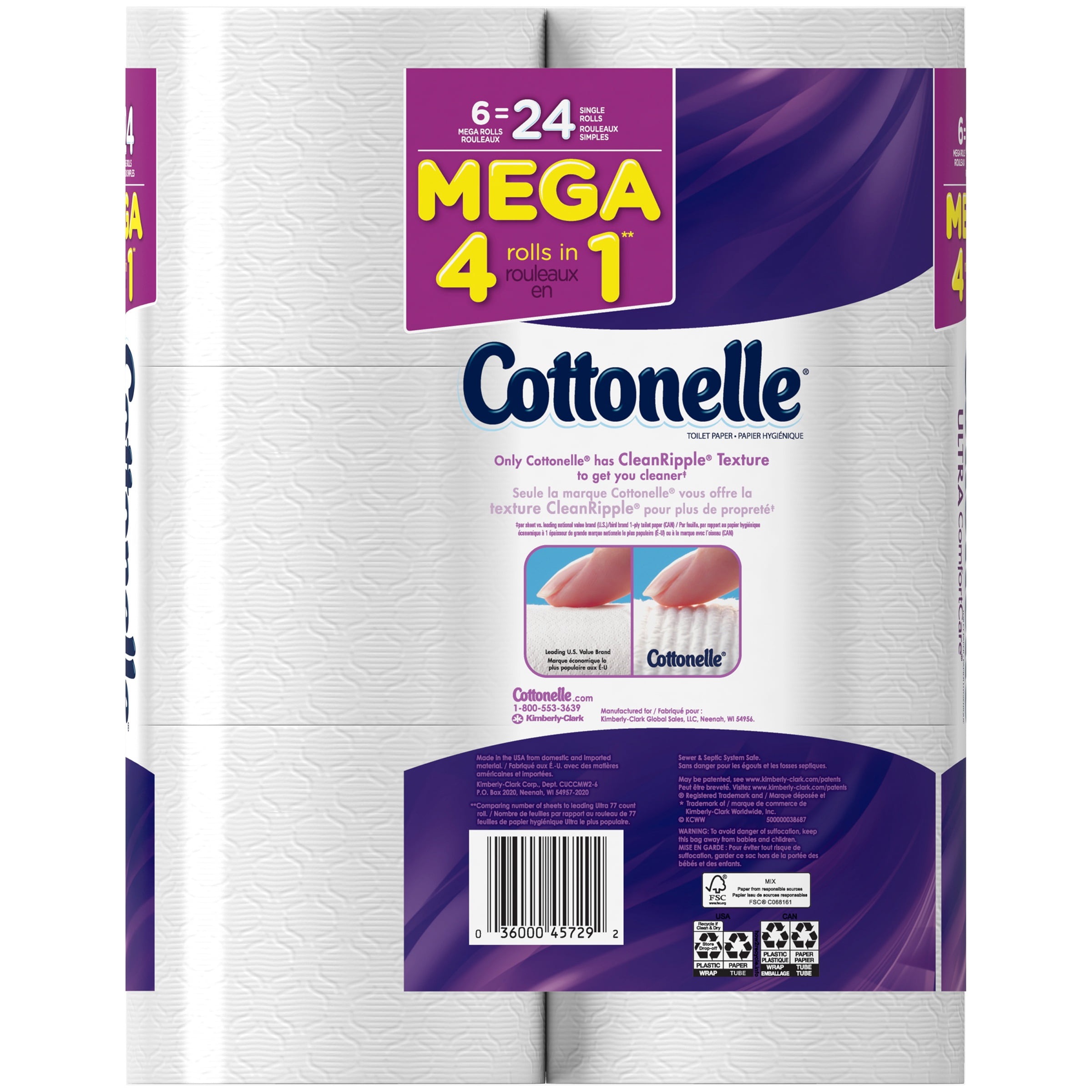 Cottonelle Ultra Comfort Care Toilet Paper, 6 Mega Rolls