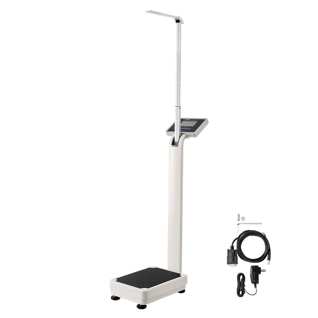 Báscula médica digital VEVOR, báscula médica profesional para peso y altura, báscula médica multifunción con tallímetro integrado, 2 unidades (kg/lb), IMC para gimnasios en casa, hospitales, capacidad