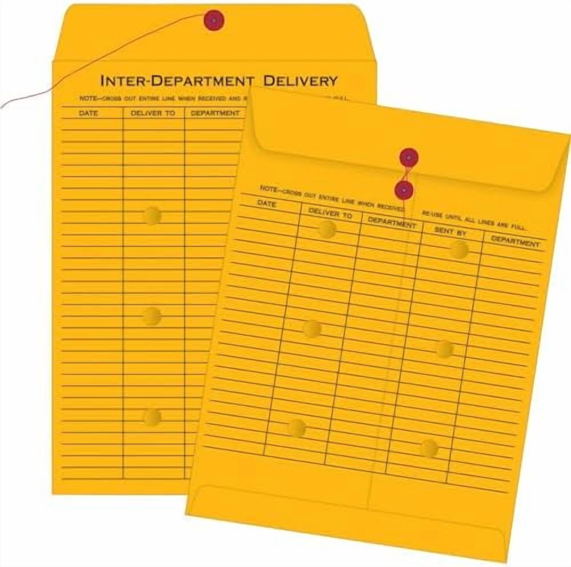 Interoffice Envelopes, String  Button, Brown , 10 x 13, 100 per Case, (63561)