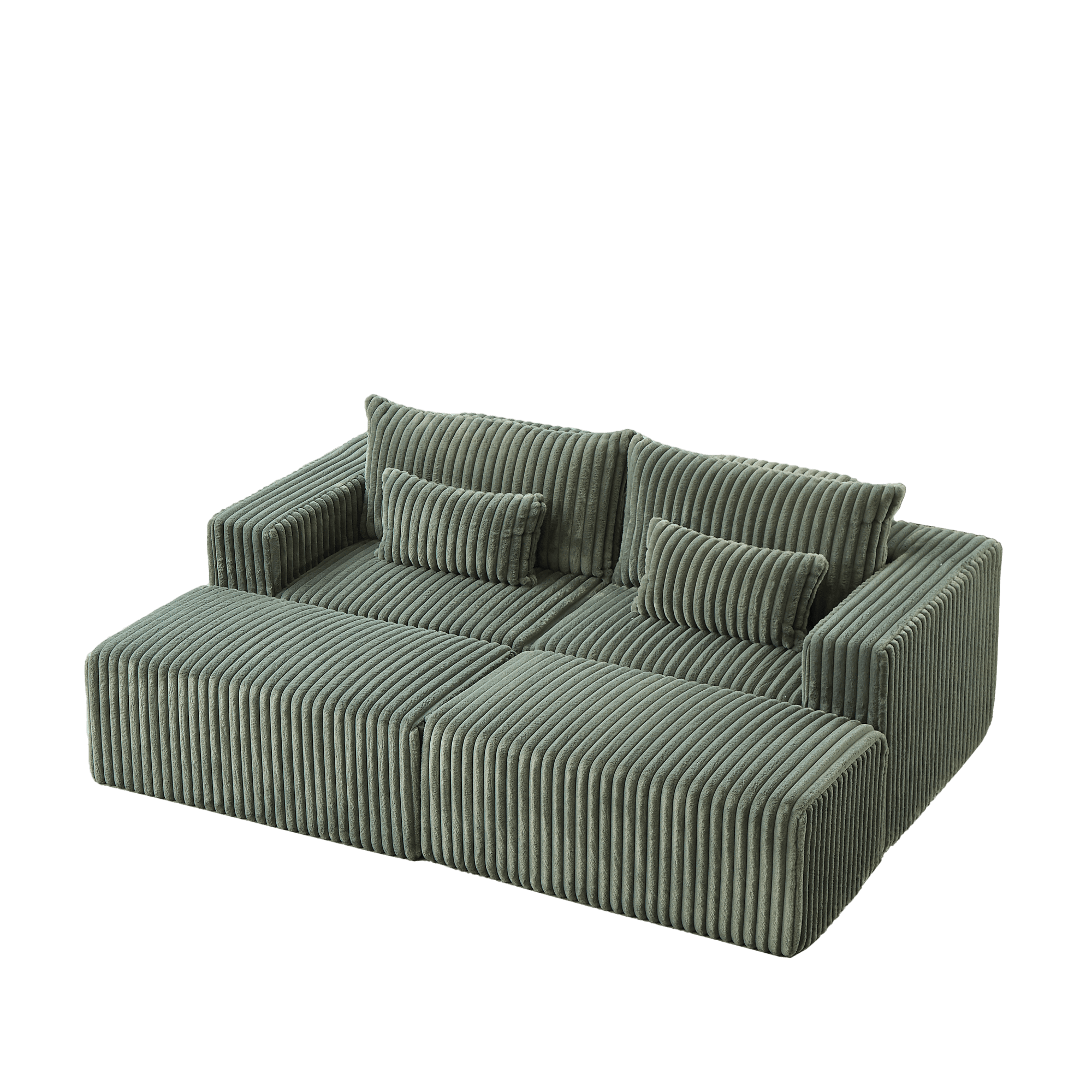 87" Oversized Sectional Lounge Chaise,No Assembly Required,Cloud Plush Loveseat with Two Removable Footstool,Fluffy Modern Sleeper Chair for Indoor Living Room Bedroom (Green)