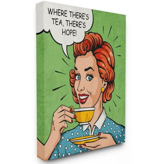 Stupell Industries There's Tea There's Hope Vintage Comic Book Design Canvas Wall Art by Ester Kay