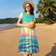 thumbnail image 4 of Balery Retro Palm Beach Sunset Vestidos sueltos de manga corta para mujer, vestidos de verano 2025, vestidos casuales de corte A con vuelo., 4 of 6