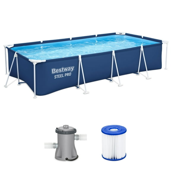 Open Box Bestway Steel Pro 13 Foot x 32 Inch Rectangular Swimming Pool