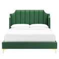thumbnail image 6 of Platform Bed Frame, Queen Size, Velvet, Green, Modern Contemporary Urban Design, Bedroom Master Guest Suite, 6 of 8