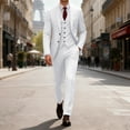 thumbnail image 3 of yuCgh Men's Slim Fit One-Button Three-Piece Suit Set, Formal Business Blazer, Vest, and Trousers for Wedding, Party, and Office Occasions,White S, 3 of 6