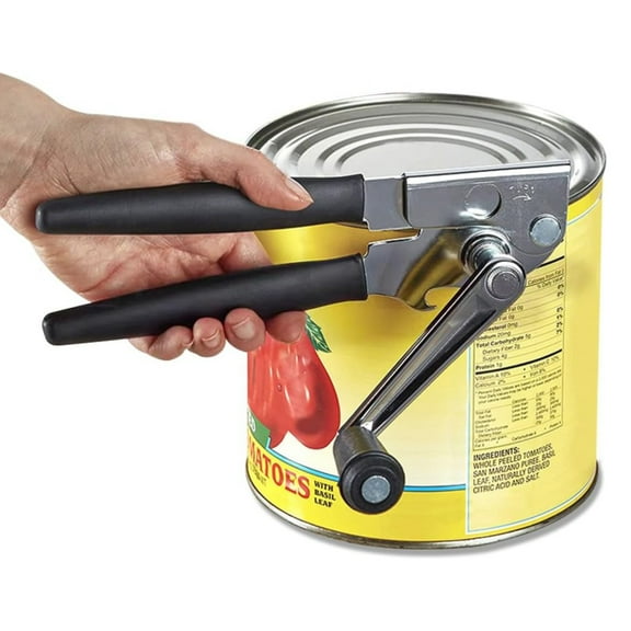 Commercial Can Opener, MUNDIDO Hand Crank Can Opener Manual Heavy Duty with Comfortable Extra-long Handles, Oversized Knob, Large Handheld Can Open Easy for Big Cans, Black