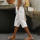 thumbnail image 1 of Puntoco Pantalones cortos de verano para mujer, moda de verano 2024, ropa de mujer, cintura elástica, bolsillo, medio pantalón corto, pantalones elásticos informales con bolsillo, 1 of 6