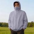 thumbnail image 2 of LWFFDAW Men's UPF 50+ Sun Protection Jacket Hooded with Mask Lightweight Long Sleeve Hooded Jackets Breathable Loose Hiking Athletic Jacket, 2 of 8