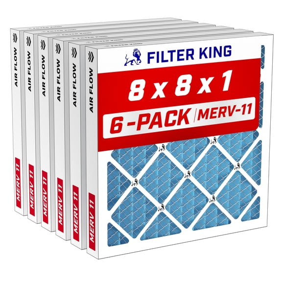 Filter King 8x8x1 Air Filter MERV 11, AC Furnace Filters (6-Pack)