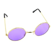 Skeleteen Purple Round Hippie Glasses - Purple 60s Style Hipster Circle Sunglasses - 1 Pair