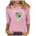 thumbnail image 2 of HaoXianJian Plus Size Patricks Day Shirts for Women Crew-Neck 2025 Causal 3/4 Sleeve Irish Shamrock Graphic T shirt Green Saint Patty's Tunic Tops 2X 3X Valentine's Day, 2 of 4