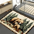 thumbnail image 3 of Bear Rug Farmhouse Bathroom Rugs Animal Brown Bear Forest Trees Rustic Cabin Carpet Camping Bath Rug Sets for Bathroom Bedroom Kitchen Outdoor Indoor, 17X48in, 3 of 5