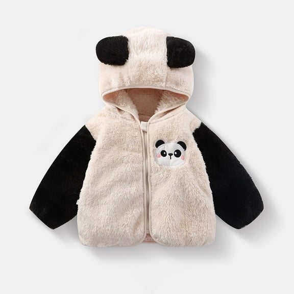 HOMADLES Toddler Baby Jacket Coat Warm Ear Hooded Baby Kids Fleece Lined Thickening Long Sleeve Outerwear Jacket White 6 Months