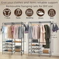 thumbnail image 6 of Metal Garment Rack,Hanging Clothes Rack Storage Shelves with 2 Side Hooks,Portable Freestanding Multifunctional Wardrobe Closet, 6 of 8