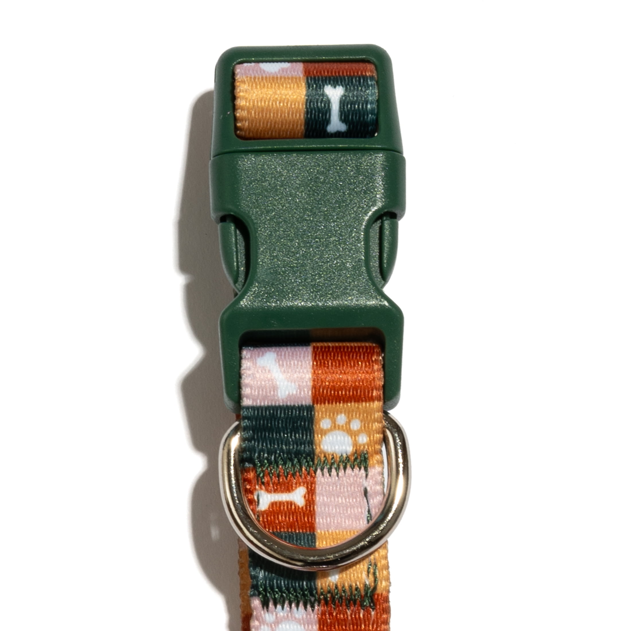 Vibrant Life Adjustable Fashion Dog Collar, Multicolor Bone and Paw Grid, Medium
