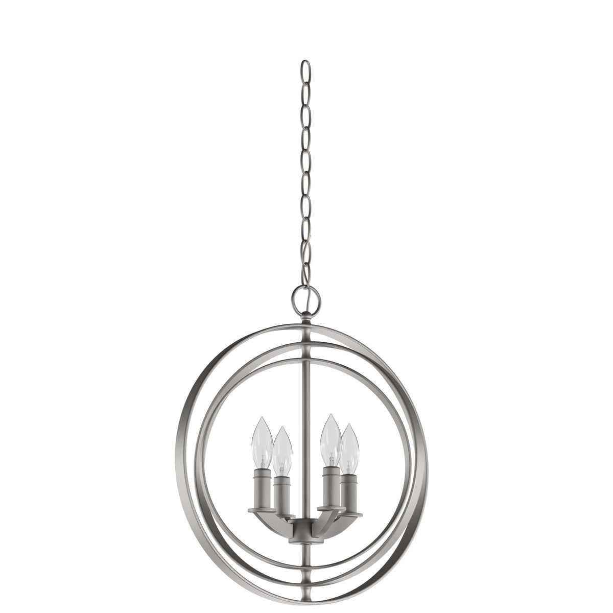 Progress Lighting Equinox 4-Light Foyer Pendant, Steel, Burnished Silver, No Shade