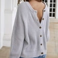 thumbnail image 5 of Fnochy Women's Pullover Sweaters Woman Fashion Button Reversible Long Sleeves Knit Cardigan Loose Tops Blouse Sweater, 5 of 6