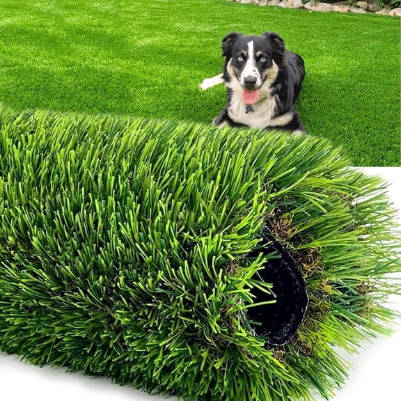 1.77" Pile Height Thick Artificial Grass Turf Lawn 3.3FT x 5FT Realistic Faux Grass Rug Customized Size Indoor Outdoor Garden Lawn Landscape Synthetic Grass Mat Pet Turf with Drain Holes