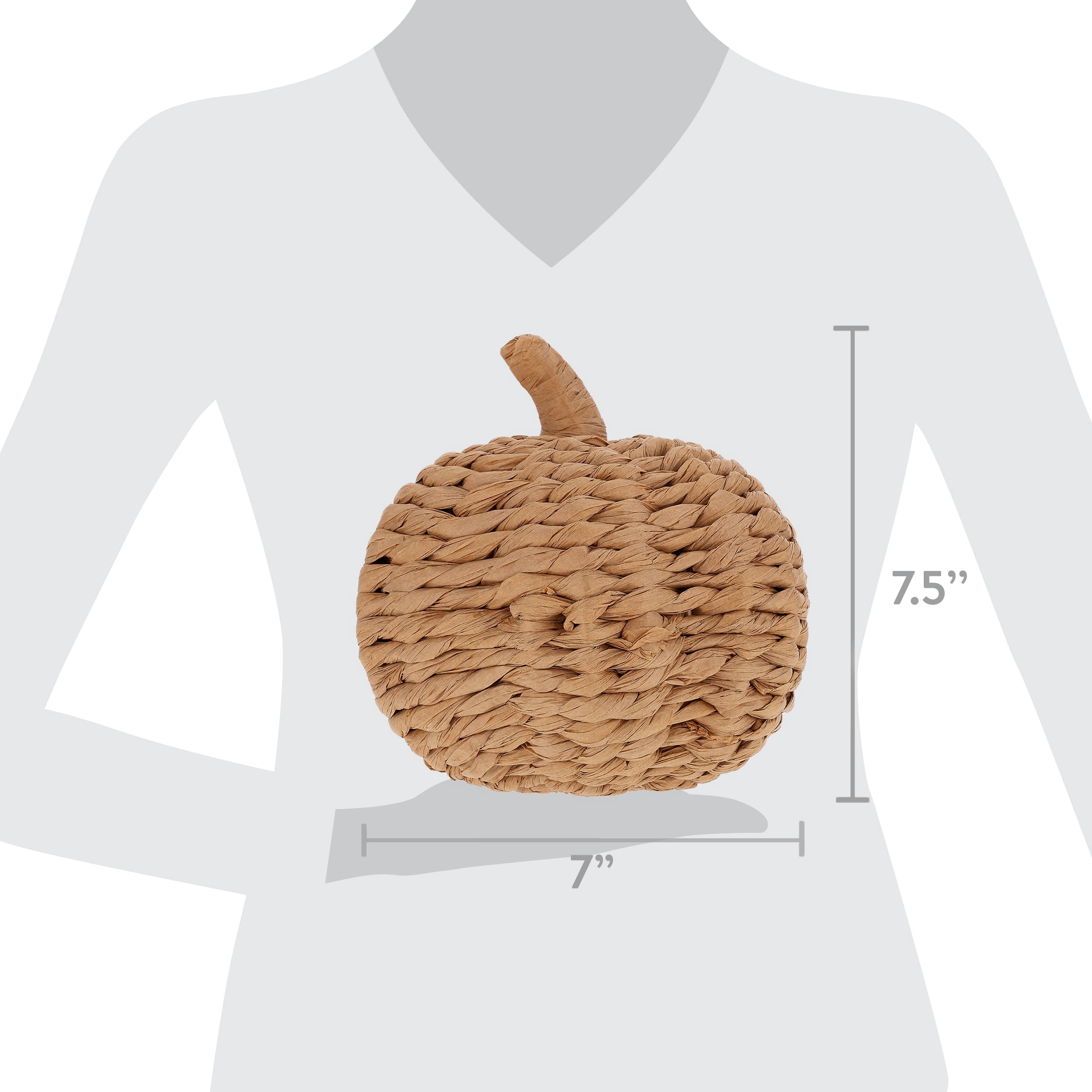 Small Woven Pumpkin Tabletop Decoration, Brown, 7", Fall by Way To Celebrate