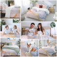 thumbnail image 5 of Gold Striped Bedding Duvet Cover Set Full Size 4 Pieces Marble Blue Pink Gradient Stripes Bedding Set with Zipper Closure, 1 Comforter Cover 86x90 Inches 1 Flat Sheet & 2 Pillow Cases, 5 of 9