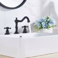 thumbnail image 3 of Oil Rubbed Bronze Bathroom Sink Faucet Widespread 3 Hole Basin Faucet With Drain, 3 of 14