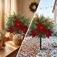 thumbnail image 3 of Uv Resistant Artificial Poinsettia Yard Stake, Realistic Christmas Floral Stake with Frosted Branches, Pine Cones and Berries, for Outdoor Garden and Indoor Tabletop Holiday Decor, 3 of 6