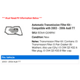 thumbnail image 2 of Automatic Transmission Filter Kit - Compatible with 2003 - 2006 Audi TT 2004 2005, 2 of 2